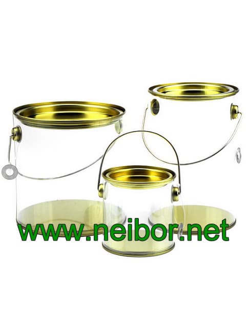 Cylindrical PVC PET bucket plastic pail with tin lid_bottom